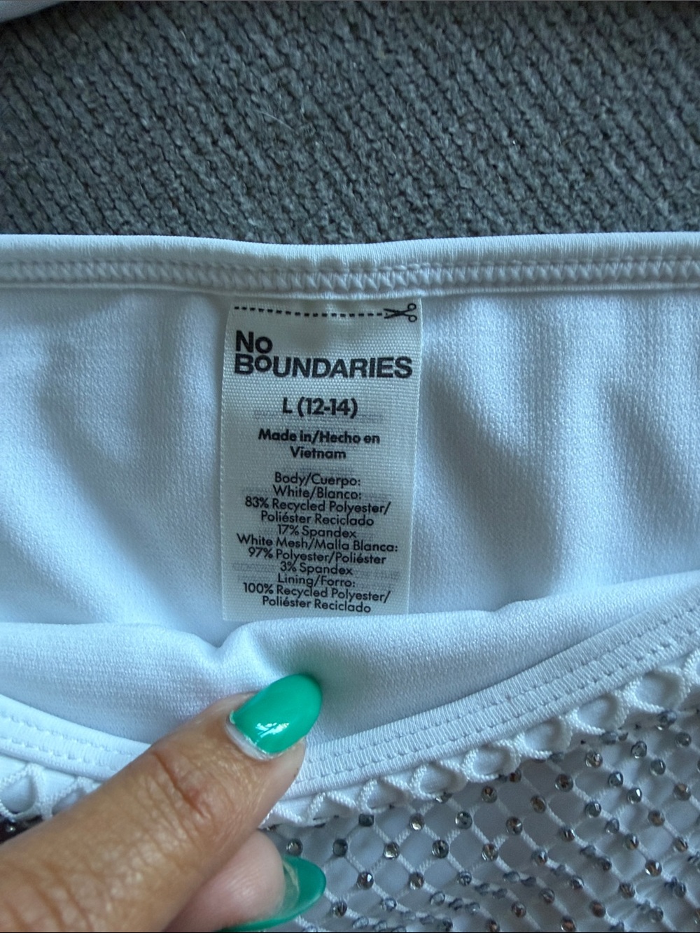 No Boundaries White Rhinestone Mesh Bikini Set - Picture 2 of 4
